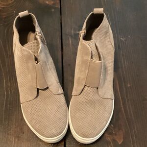 Steve Madden Taupe Suede Slip-On Wedge Sneakers